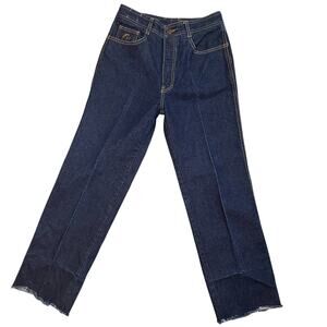 Vintage Jordache J9 Jeans Size 32L *27x26.5 Horse Head Straight Raw Hem Dark 80s